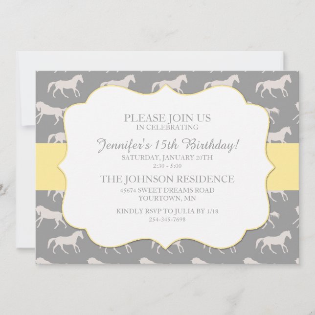 Classic Equestrian girls Fifteenth Birthday Invitation (Front)