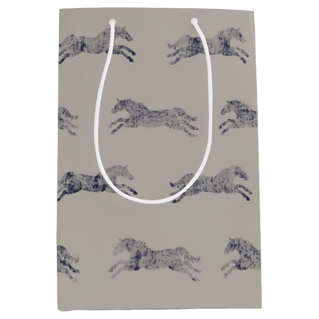 Classic Equestrian Horse Pattern Medium Gift Bag (Front)