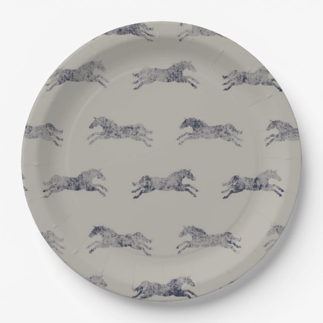 Classic Equestrian Horse Pattern Paper Plates (Front)