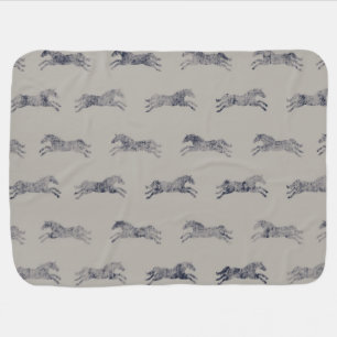 Classic Equestrian Horse Pattern Stroller Blanket