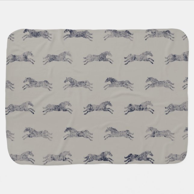 Classic Equestrian Horse Pattern Stroller Blanket (Horizontal)
