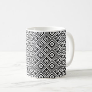 Classic Estonian Black and White Knitting Pattern Coffee Mug