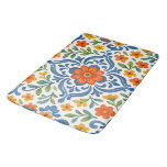 Classic Ethnic Mediterranean Floral Art Pattern Bath Mat
