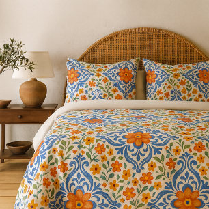 Classic Ethnic Mediterranean Floral Art Pattern Pillow Case