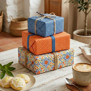 Classic Ethnic Mediterranean Floral Art Pattern Wrapping Paper Sheets