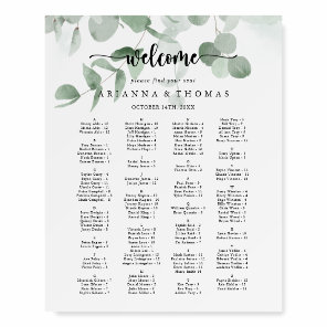 Classic Eucalyptus Alphabetical Seating Chart Foam Board
