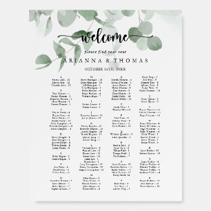 Classic Eucalyptus Alphabetical Seating Chart Foam Board