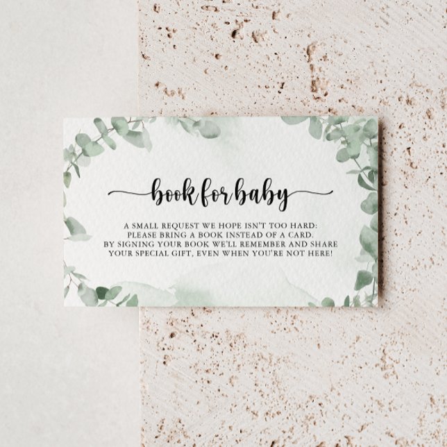 Classic Eucalyptus Baby Shower Book Request   Enclosure Card (Creator Uploaded)
