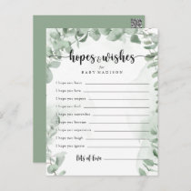 Classic Eucalyptus Baby Shower Hopes & Wishes Card