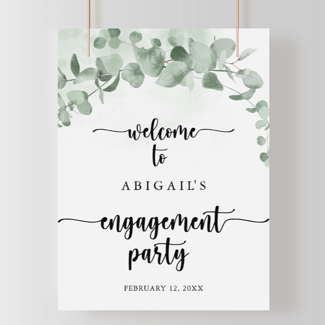 Classic Eucalyptus Engagement Party Welcome   Poster (Creator Uploaded)
