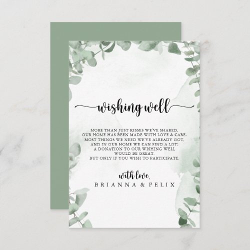 Classic Eucalyptus Foliage Wedding Wishing Well  Enclosure Card