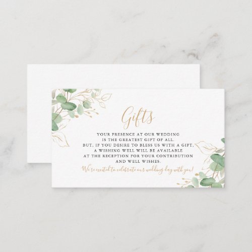 Classic Eucalyptus Gold Leaf Wedding Gifts   Enclosure Card