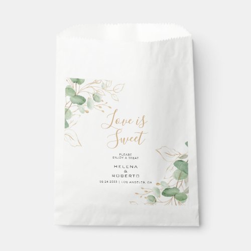 Classic Eucalyptus Gold Love is Sweet Wedding  Favor Bag