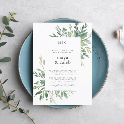 Classic Eucalyptus Greenery Wedding Invitation