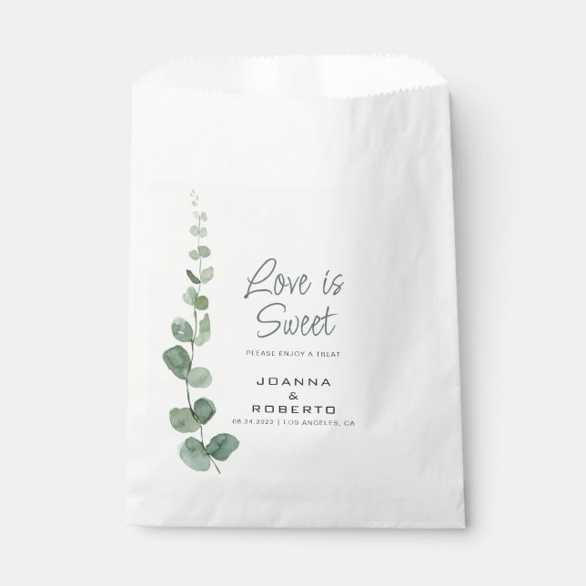 Classic Eucalyptus Love is Sweet Wedding Favor Bag (Front)