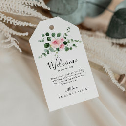 Classic Eucalyptus Pink Floral Wedding Welcome  Gift Tags