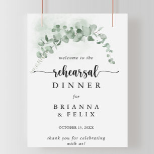 Classic Eucalyptus Rehearsal Dinner Welcome Sign