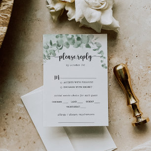 Classic Eucalyptus Wedding Menu Choice RSVP