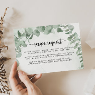 Classic Eucalyptus Wedding Recipe Request Enclosure Card