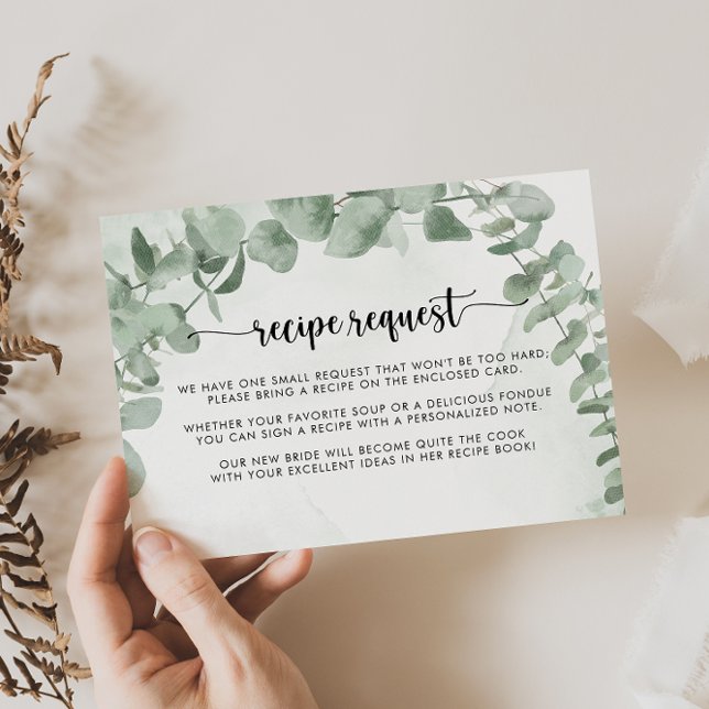 Classic Eucalyptus Wedding Recipe Request   Enclosure Card (Creator Uploaded)