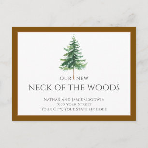 Classic Evergreen Tree Moving New Home Postcard