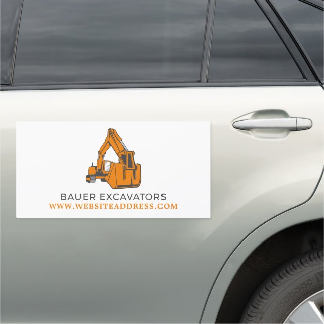 Classic Excavator, Builders Car Magnet (In Situ)