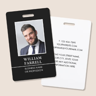 Classic Executive Custom ID Badge Black White
