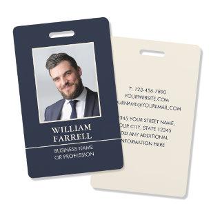 Classic Executive ID Badge Midnight Blue Cream