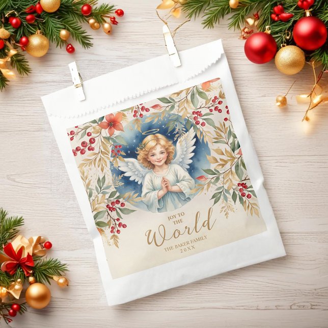 Classic Exquisite Christmas Victorian Angel Xmas Favor Bag (Classic Exquisite Christmas Angel with Flowers Victorian-Themed Inspired Christmas Favors Bags)