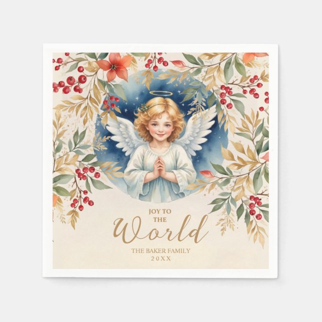 Classic Exquisite Christmas Victorian Angel Xmas Napkins (Front)