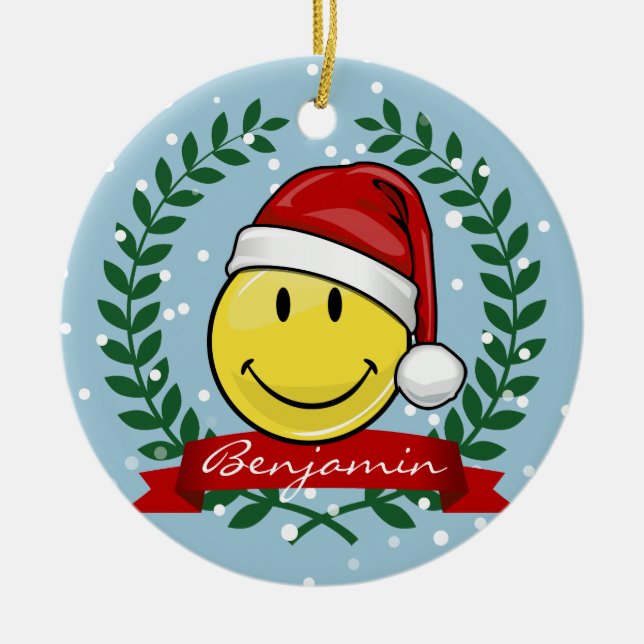 Classic Face Holiday Style Ceramic Ornament (Front)