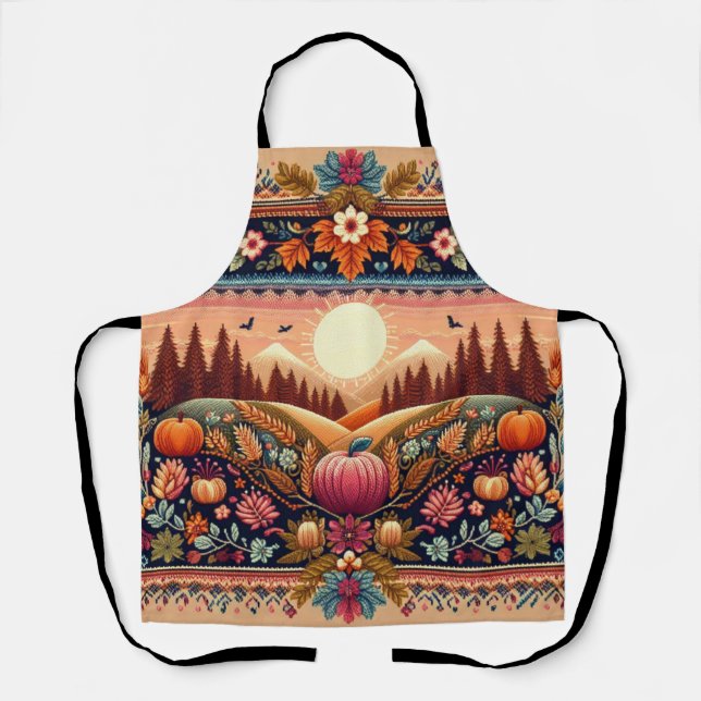 Classic Fair Isle Fall/Autumn Apron (Front)
