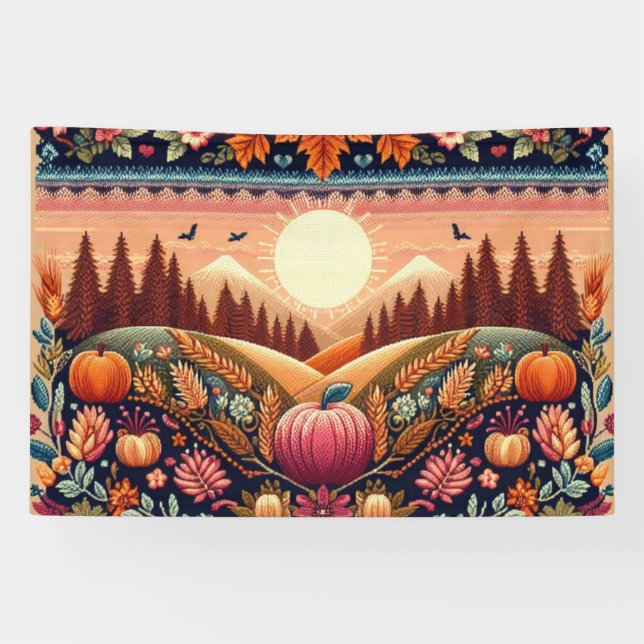 Classic Fair Isle Fall/Autumn Banner (Horizontal)