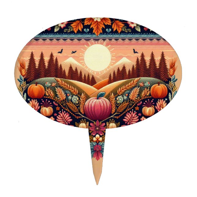 Classic Fair Isle Fall/Autumn Cake Topper (Front)