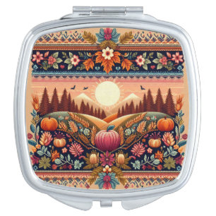Classic Fair Isle Fall/Autumn Compact Mirror