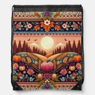 Classic Fair Isle Fall/Autumn Drawstring Bag