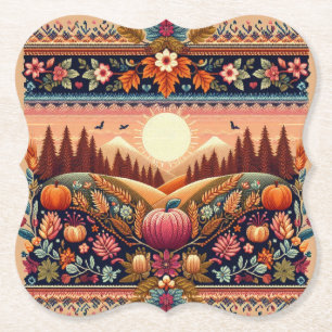 Classic Fair Isle Fall/Autumn Paper Coaster