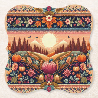 Classic Fair Isle Fall/Autumn Paper Coaster