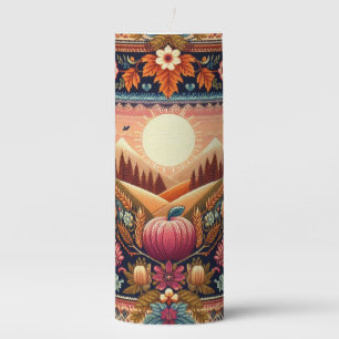 Classic Fair Isle Fall/Autumn Pillar Candle