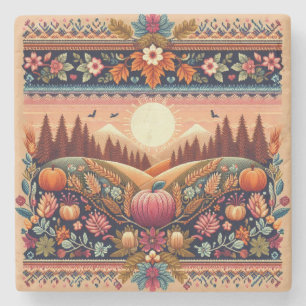 Classic Fair Isle Fall/Autumn Stone Coaster