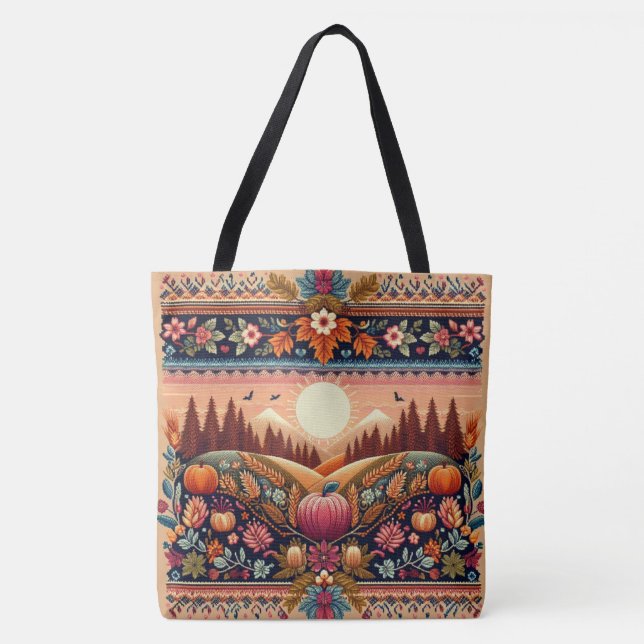 Classic Fair Isle Fall/Autumn Tote Bag (Front)
