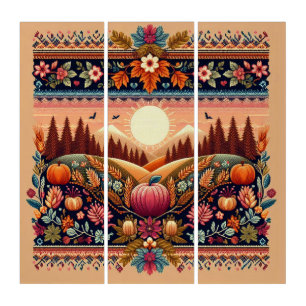 Classic Fair Isle Fall/Autumn Triptych