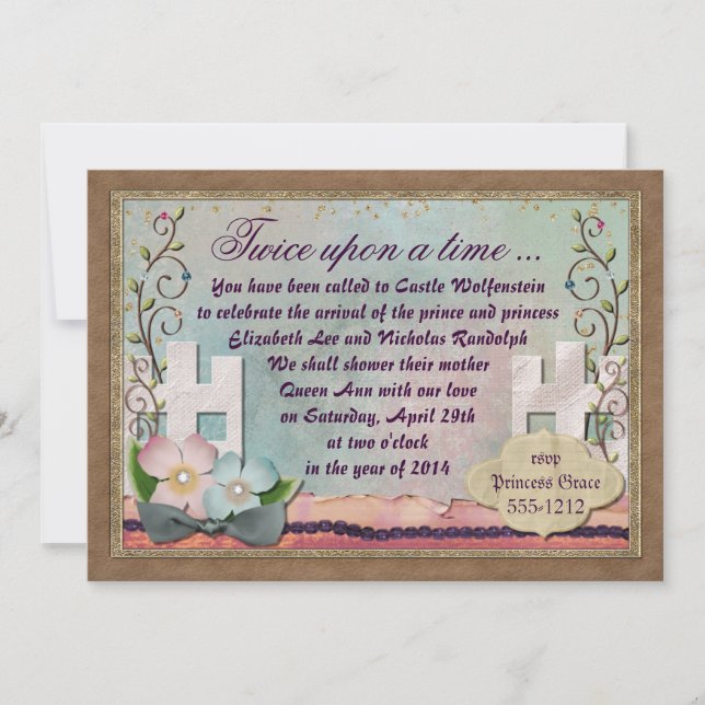 Classic Fairy Tale Invitation for Twins (Front)
