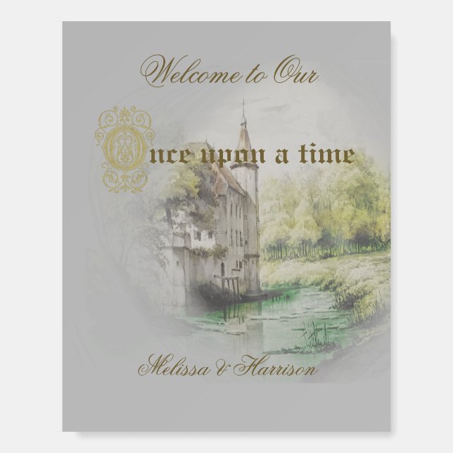 Classic Fairytale Castle Painting  Welcome Sign (Front)