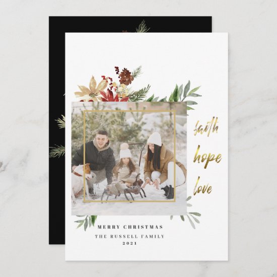 Classic Faith Hope Love 2 Picture Christmas Holiday Card
