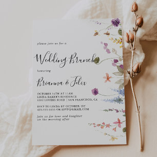 Classic Fall Colorful Wild Floral Wedding Brunch Invitation