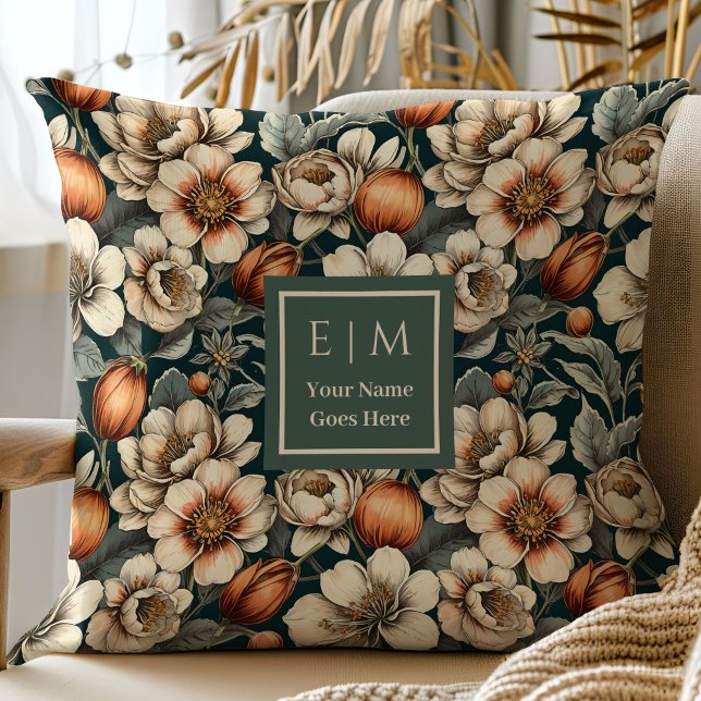 Classic Fall Flowers Olive Green Terracotta Pillow (Classic Fall Flowers Olive Green Terracotta Pillow

)