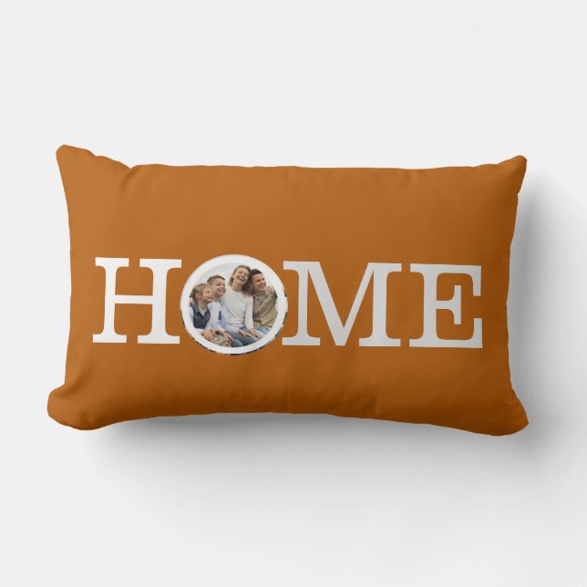 Classic Fall Home Text Photo Throw Pillow (Front)