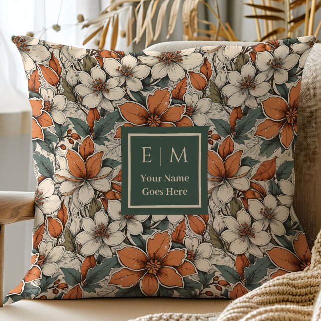 Classic Fall Rusty Floral Pillow Seasonal Accent (Classic Fall Rusty Floral Pillow Seasonal Accent)