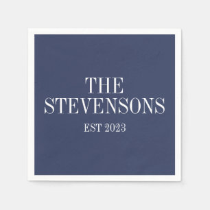 Classic Family Last Name Est Date Navy Blue Napkins